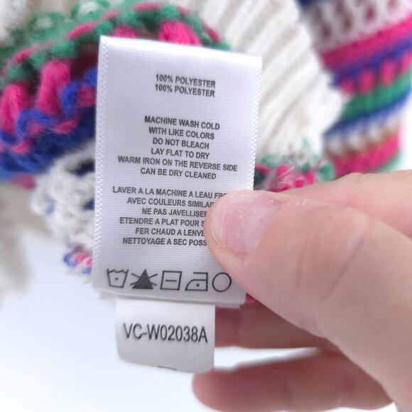 VIGOSS Womens Striped Candy Multicolor Crochet Button Down Sweater Cardigan L - Picture 7 of 12